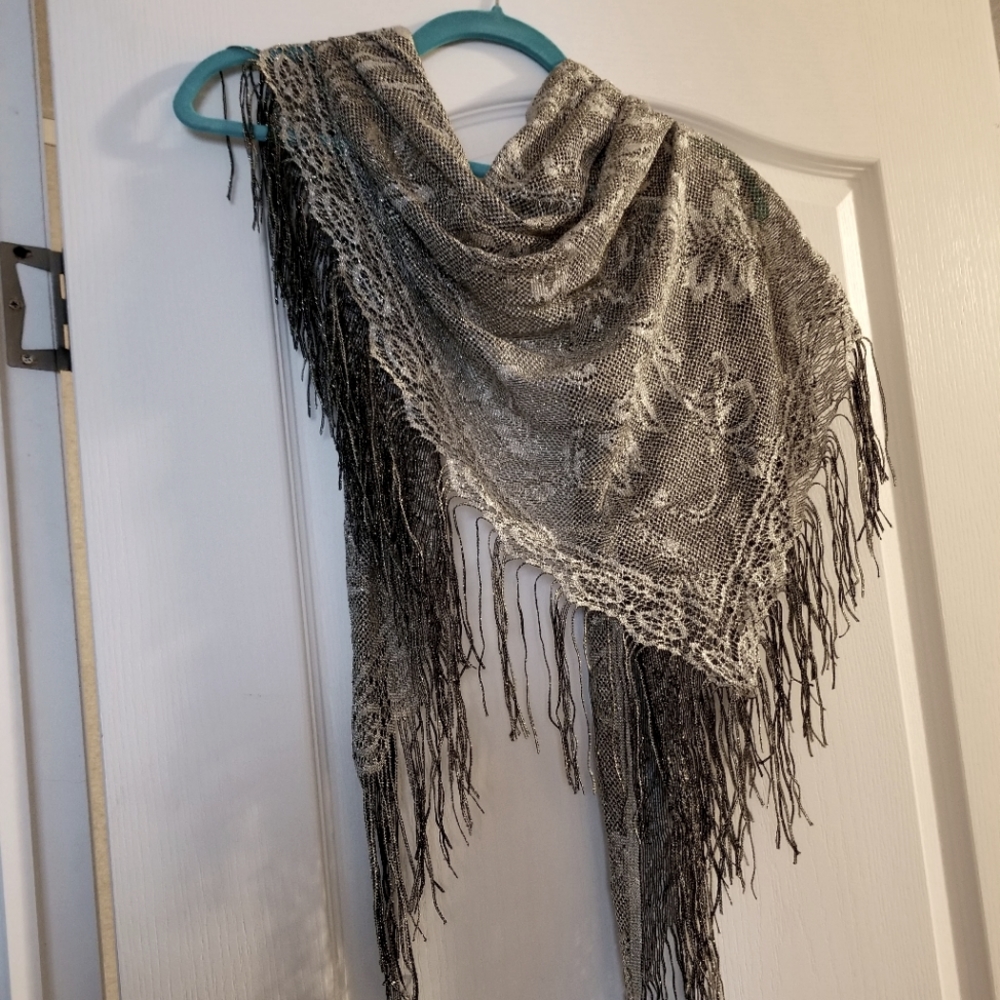 Black and silver matallic scarf
